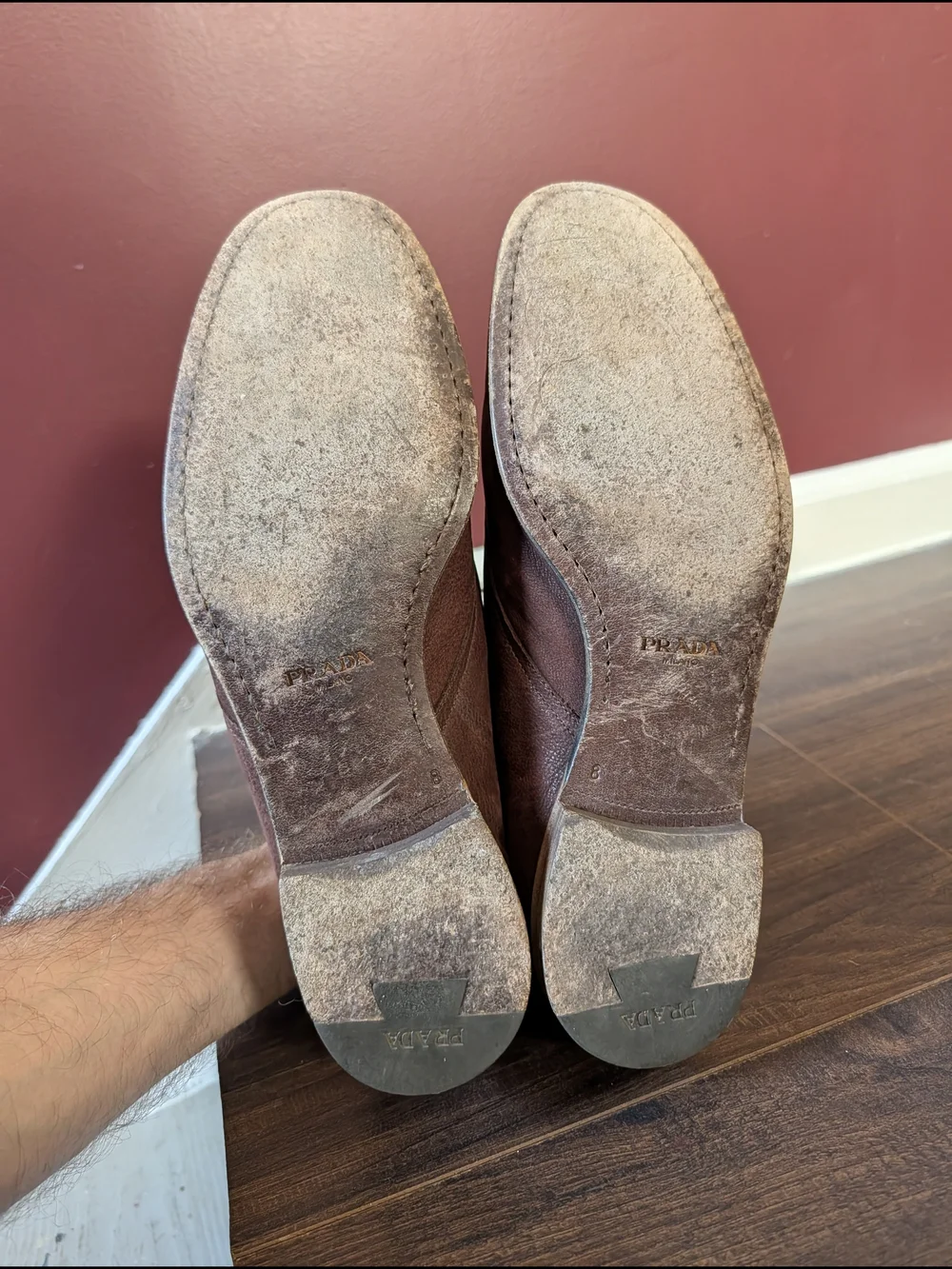PRADA Soft Brown Leather Men's Chukka Boots Derbies Prada Sz 8 (US 9.5)